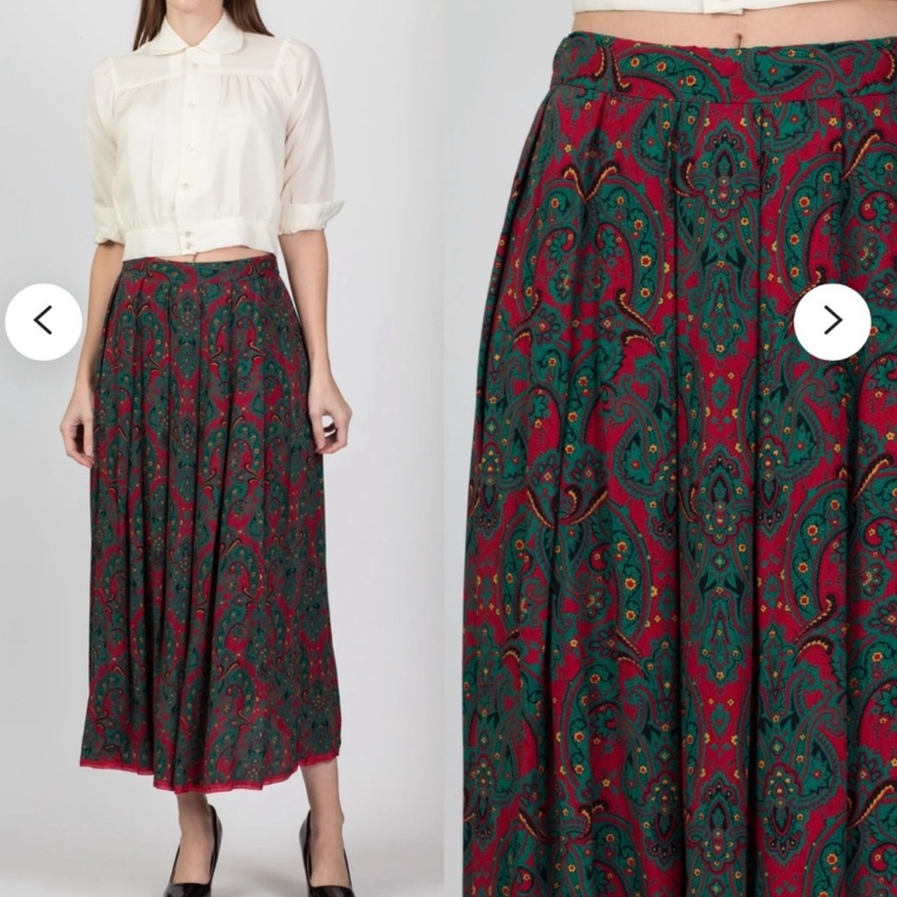 VTG Pendleton Women’s Maxi Skirt 14 Paisley Pleated A-Line 80s 90s Holiday boho